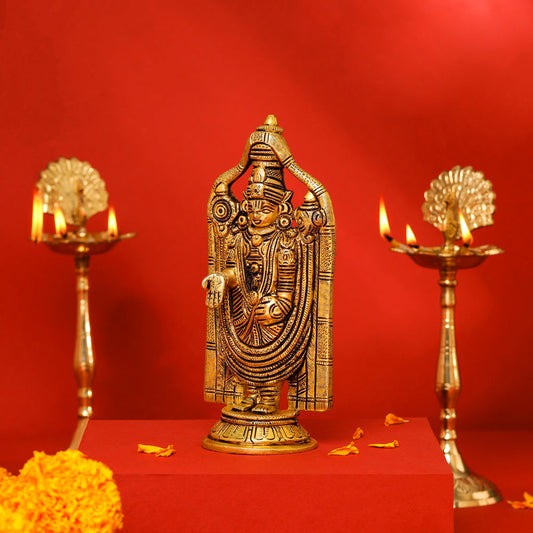 Brass Tirupati Balaji/Venkateshwar Idol (8 Inch)