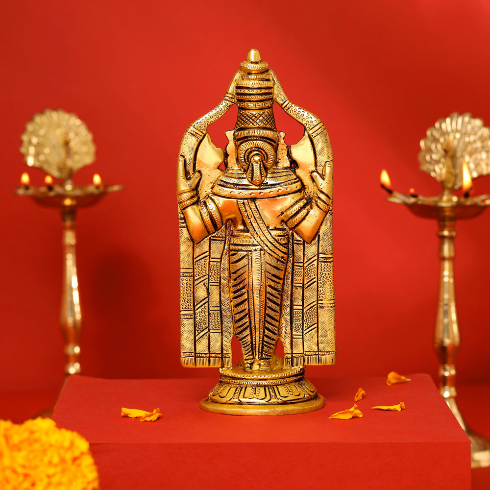 Brass Tirupati Balaji/Venkateshwar Idol (8 Inch)