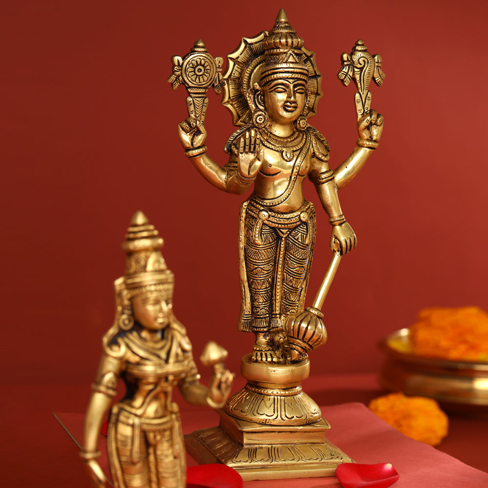 Brass Lord Balaji with Sri Devi and Bhudevi Idols Set