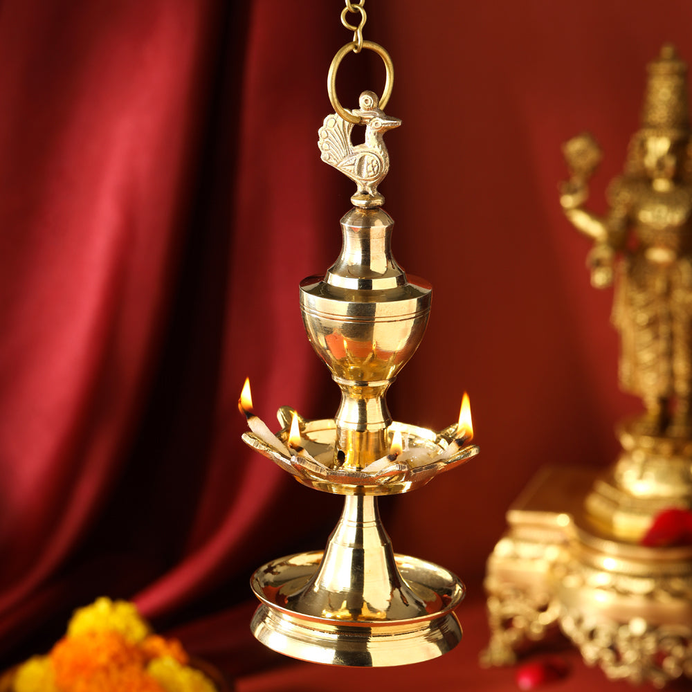 Brass Hanging Kamal Deep (27.5 Inch)