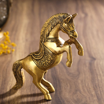 Brass Jumping Horse Statue (5.5 Inch)
