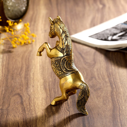 Brass Jumping Horse Statue (5.5 Inch)