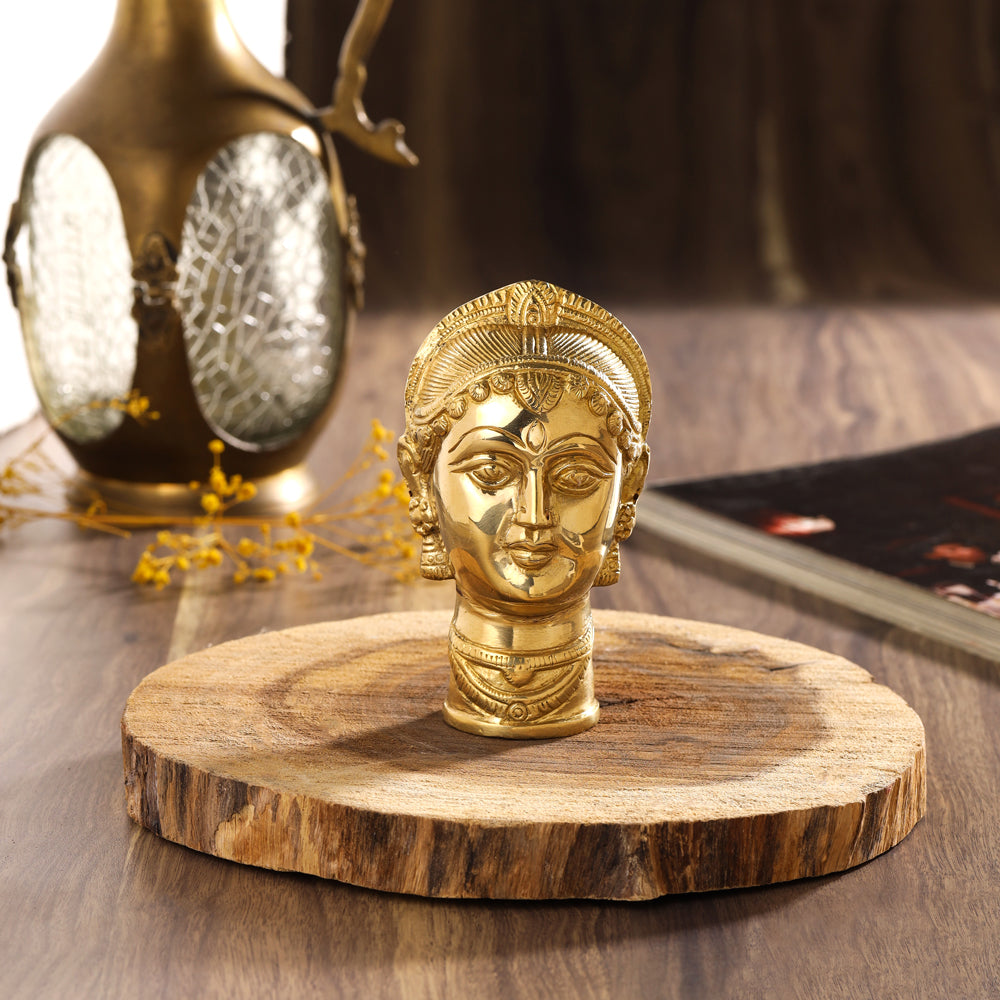 Brass Goddess Parvati Head Idol (5 Inch)