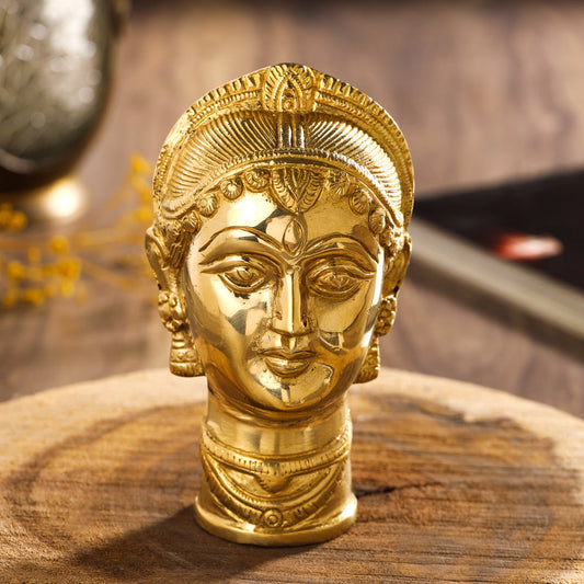 Brass Goddess Parvati Head Idol (5 Inch)