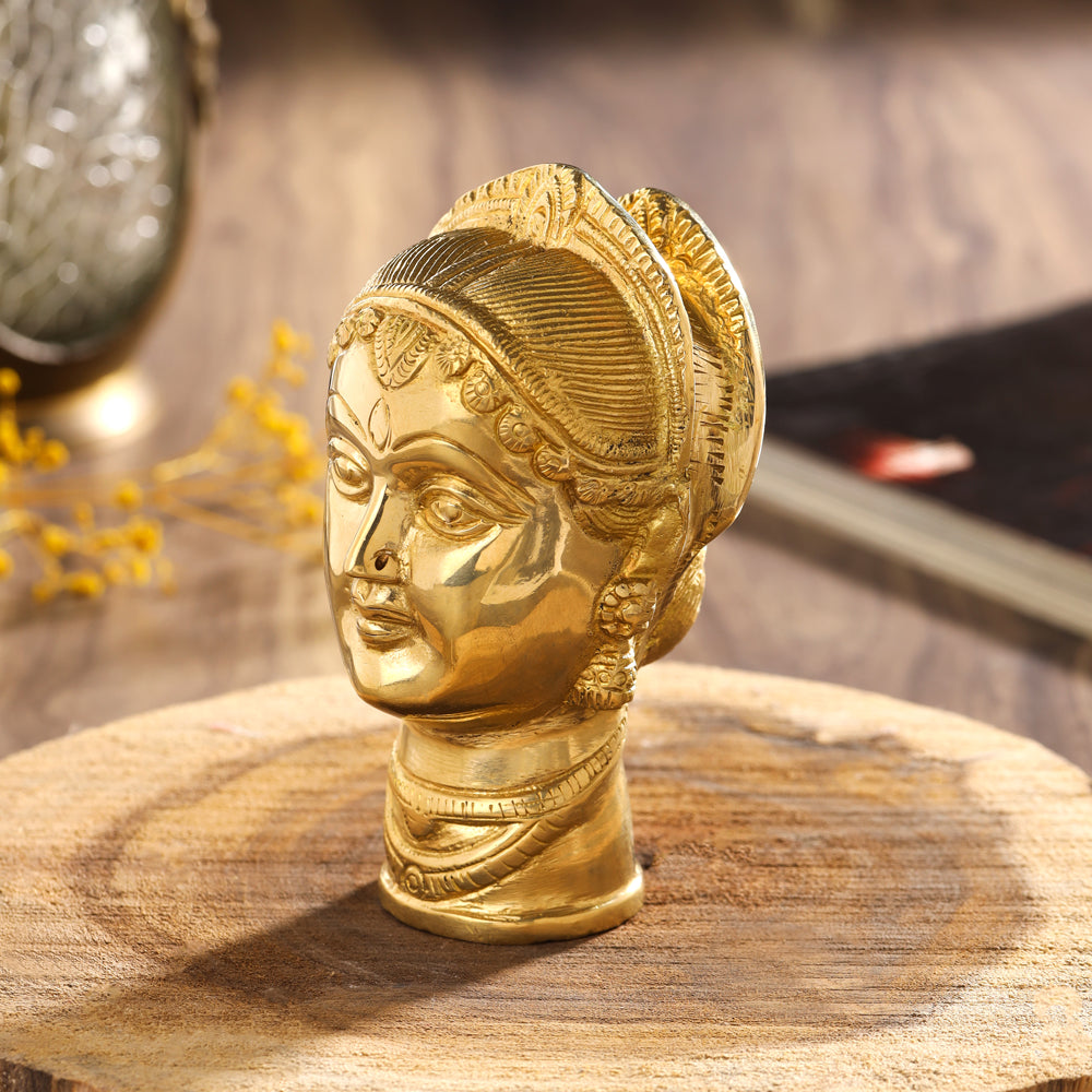 Brass Goddess Parvati Head Idol (5 Inch)