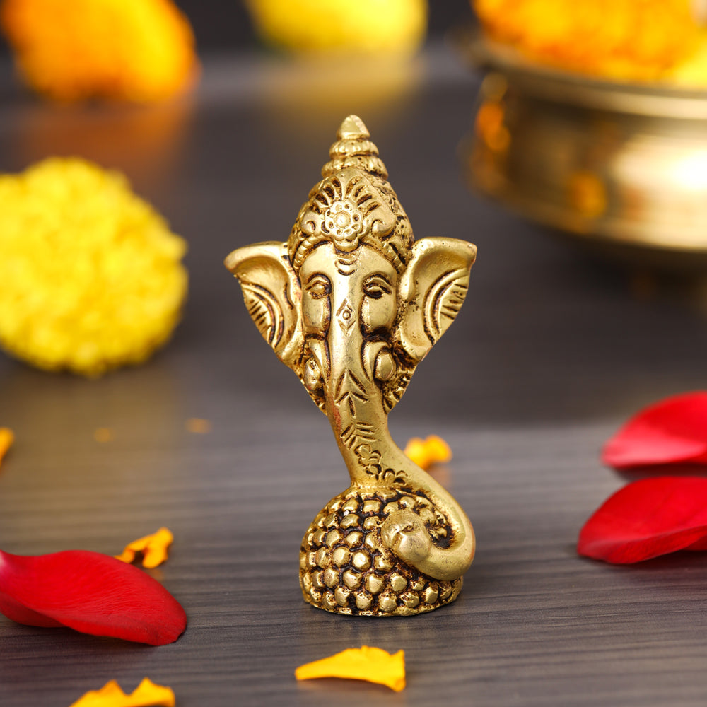 Brass Modern Ganesha Table Top Idol (3.5 Inch)