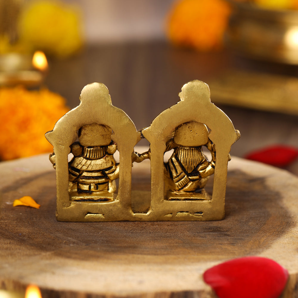 Brass Ganesha And Lakshmi Idols (3 Inch)