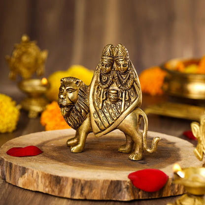 Brass Goddess Chamunda Idol (4.8 Inch)