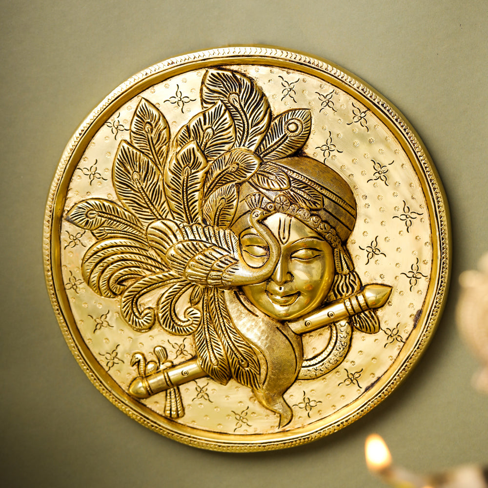 Brass Krishna Wall Hanging (10 Inch)