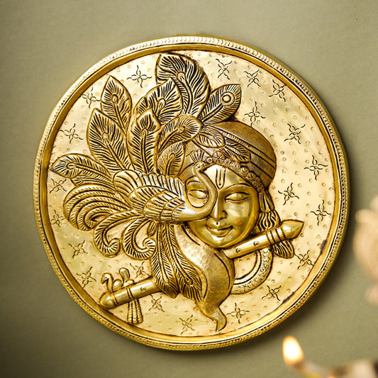 Brass Krishna Wall Hanging (10 Inch)
