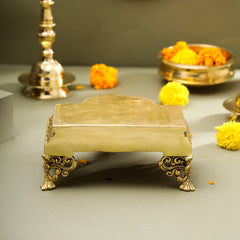 Brass Traditional Pooja Chowki (3.8 Inch)