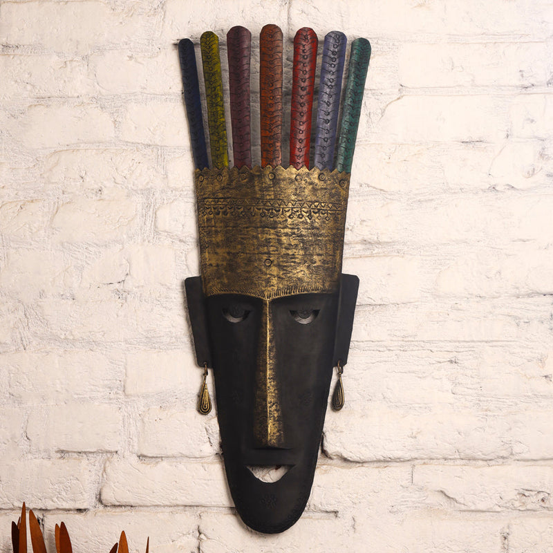 Dhokra Tribal Face Wall Hanging (30 Inch)