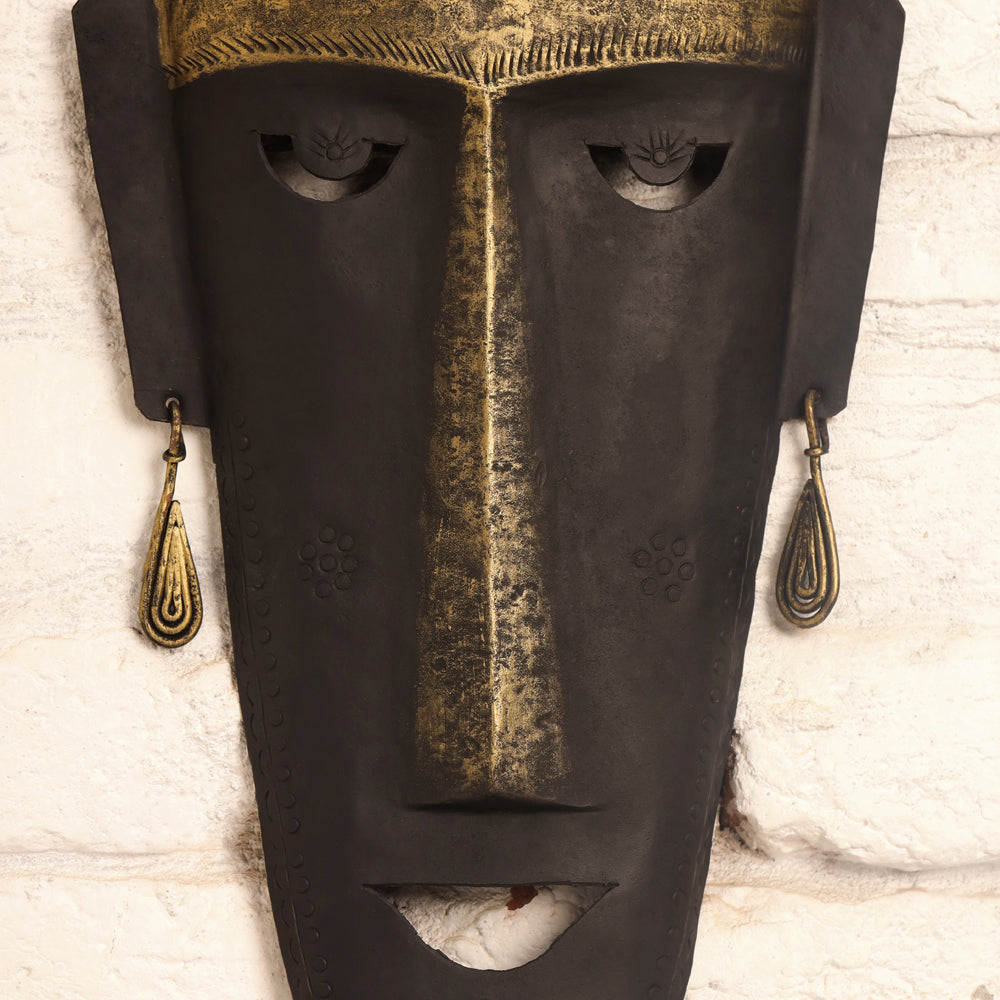 Dhokra Tribal Face Wall Hanging (30 Inch)