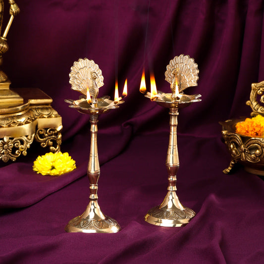 Brass Peacock Samai Pair