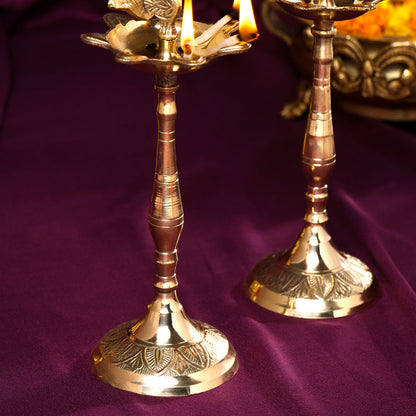 Brass Peacock Samai Pair