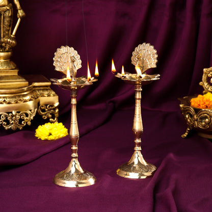Brass Peacock Samai Pair