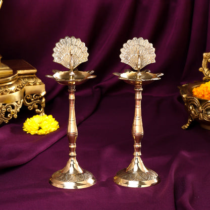Brass Peacock Samai Pair