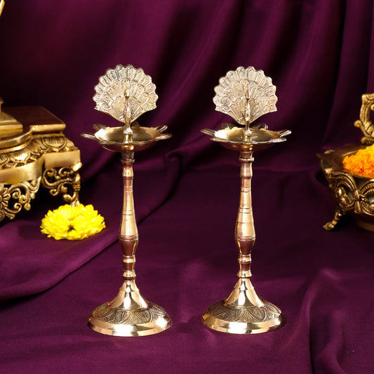 Brass Peacock Samai Pair