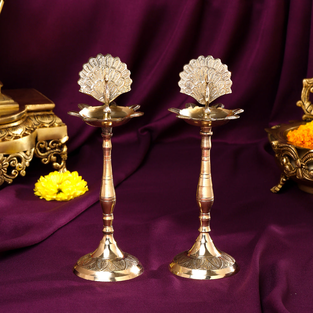 Brass Peacock Samai Pair