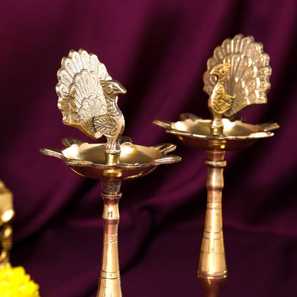 Brass Peacock Samai Pair