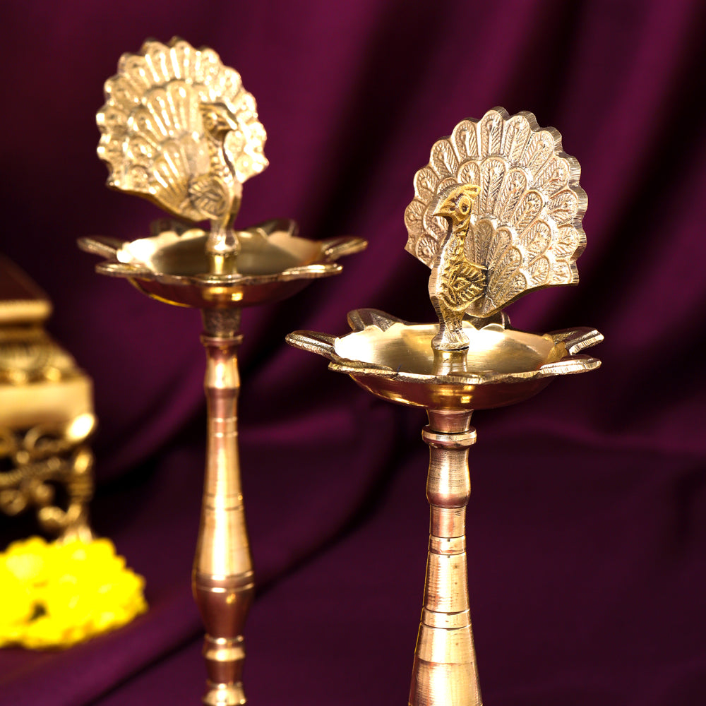 Brass Peacock Samai Pair