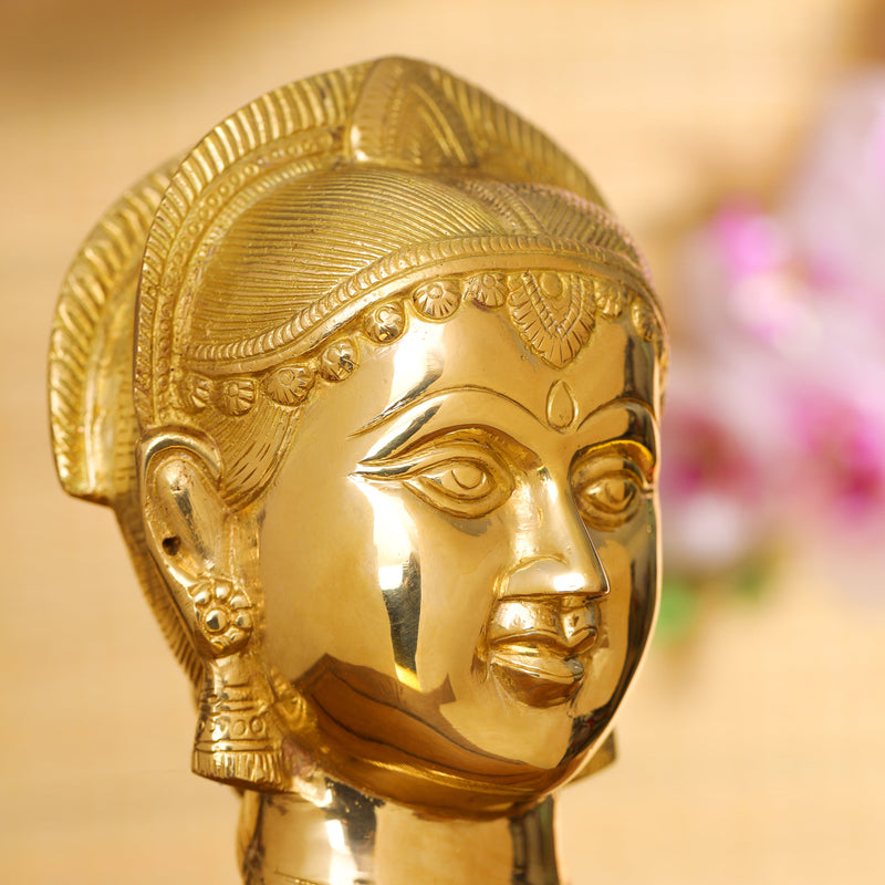 Brass Goddess Parvati Head (7.5 Inch)
