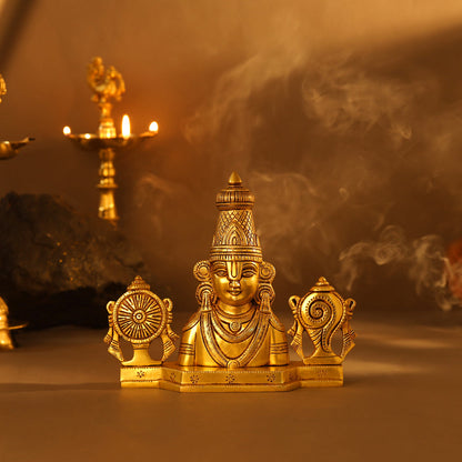 Brass Tirupati Balaji/Venkateshwar Bust (8.5 Inch)