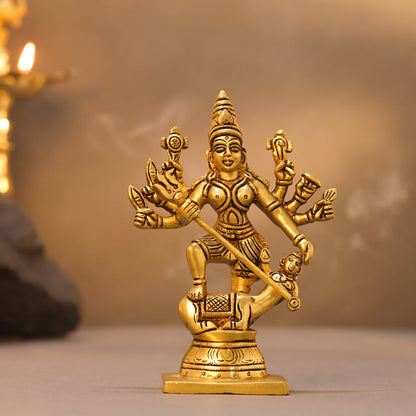Brass Goddess Mahishasura Mardini Idol (7 Inch)