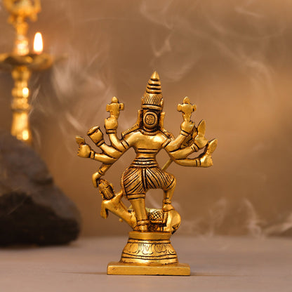 Brass Goddess Mahishasura Mardini Idol (7 Inch)