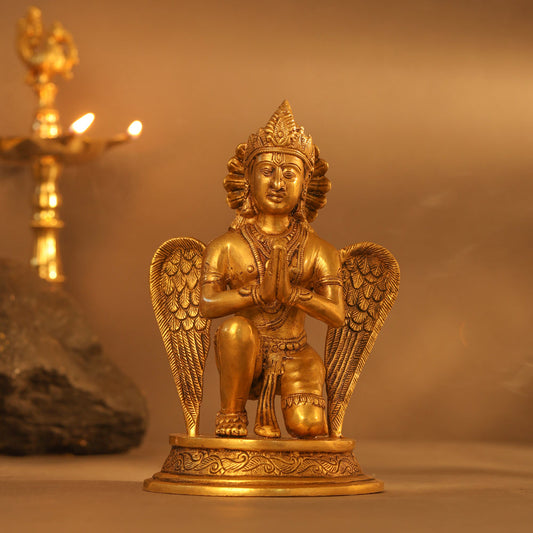 Brass Sitting Garuda Statue (9 Inch)