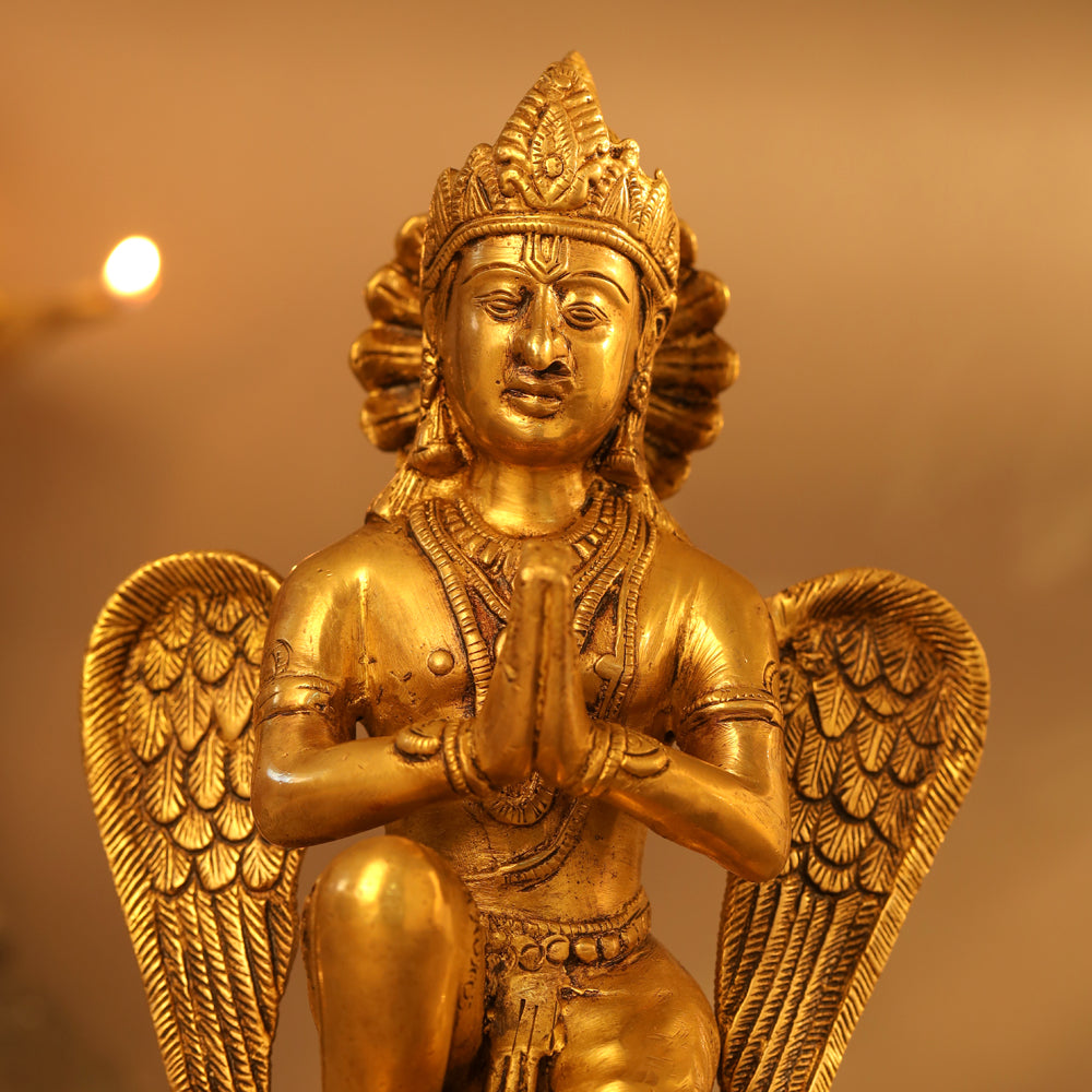 Brass Sitting Garuda Statue (9 Inch)