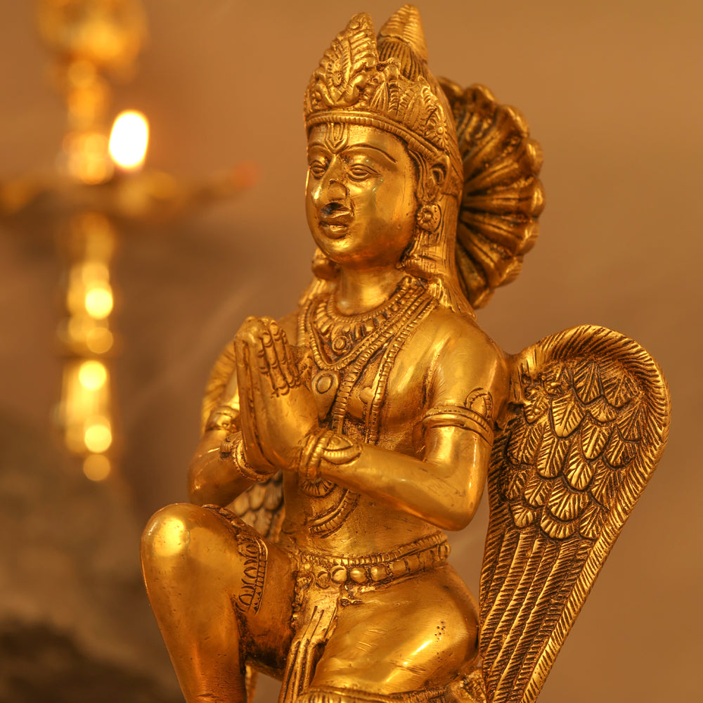 Brass Sitting Garuda Statue (9 Inch)