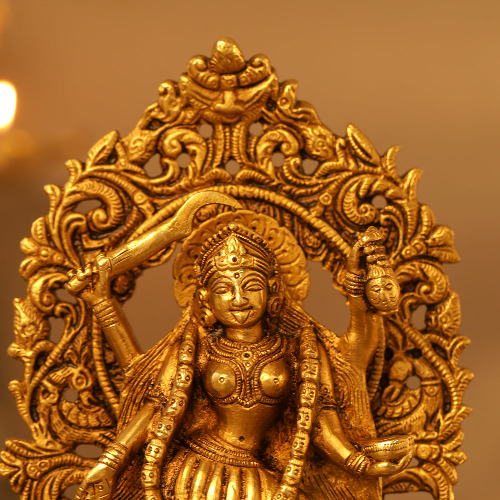 Brass Superfine Goddess Kali Idol (8 Inch)