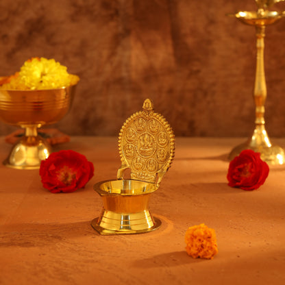 Brass Ashtalakshmi Ganesha Diya