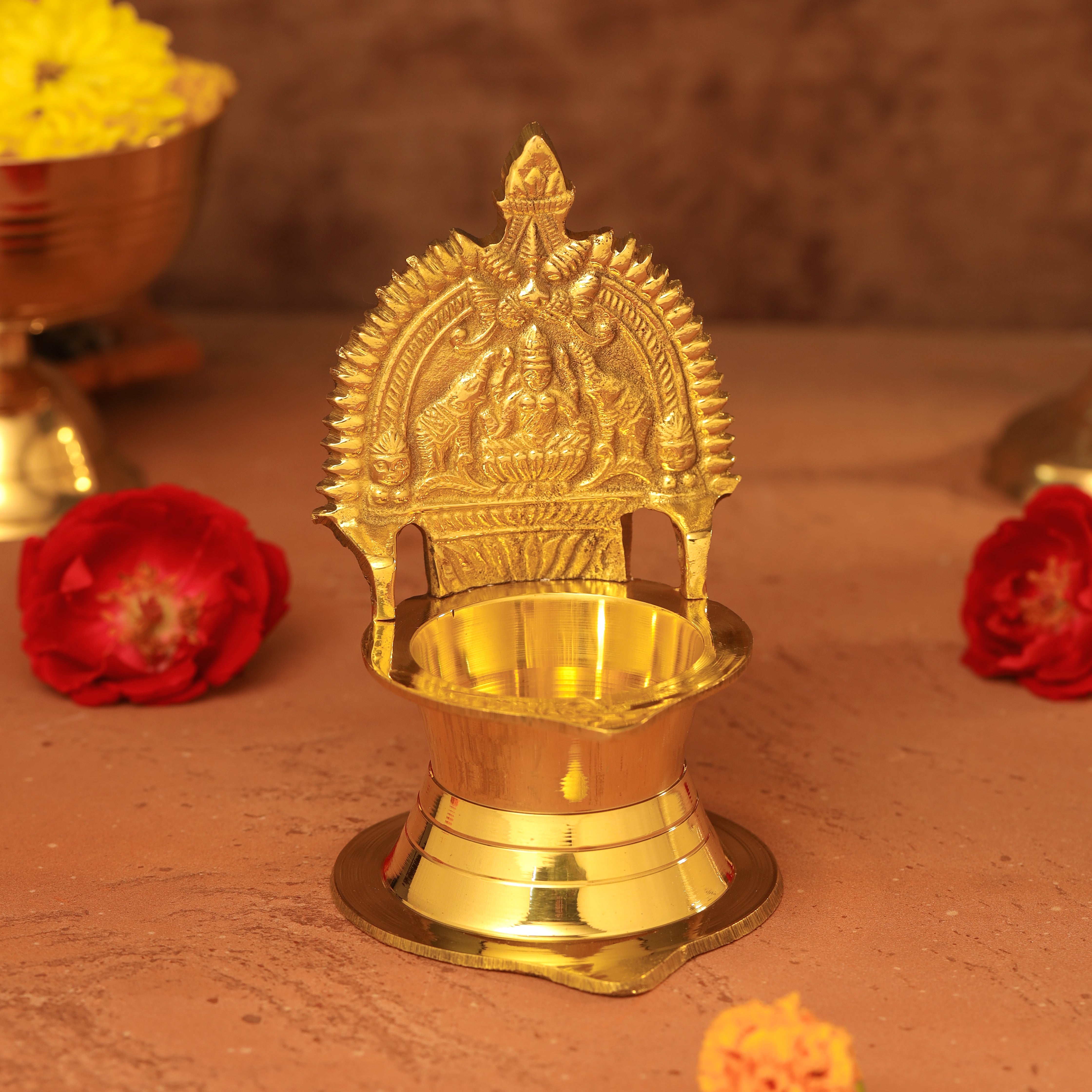 Brass Gaja Lakshmi Diya