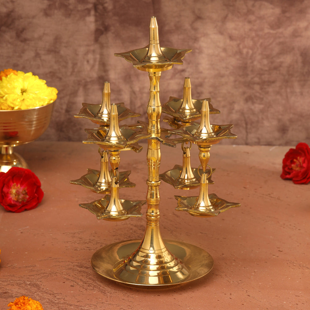 Brass Decorative Multi Wick Lamp (10.5 Inch)
