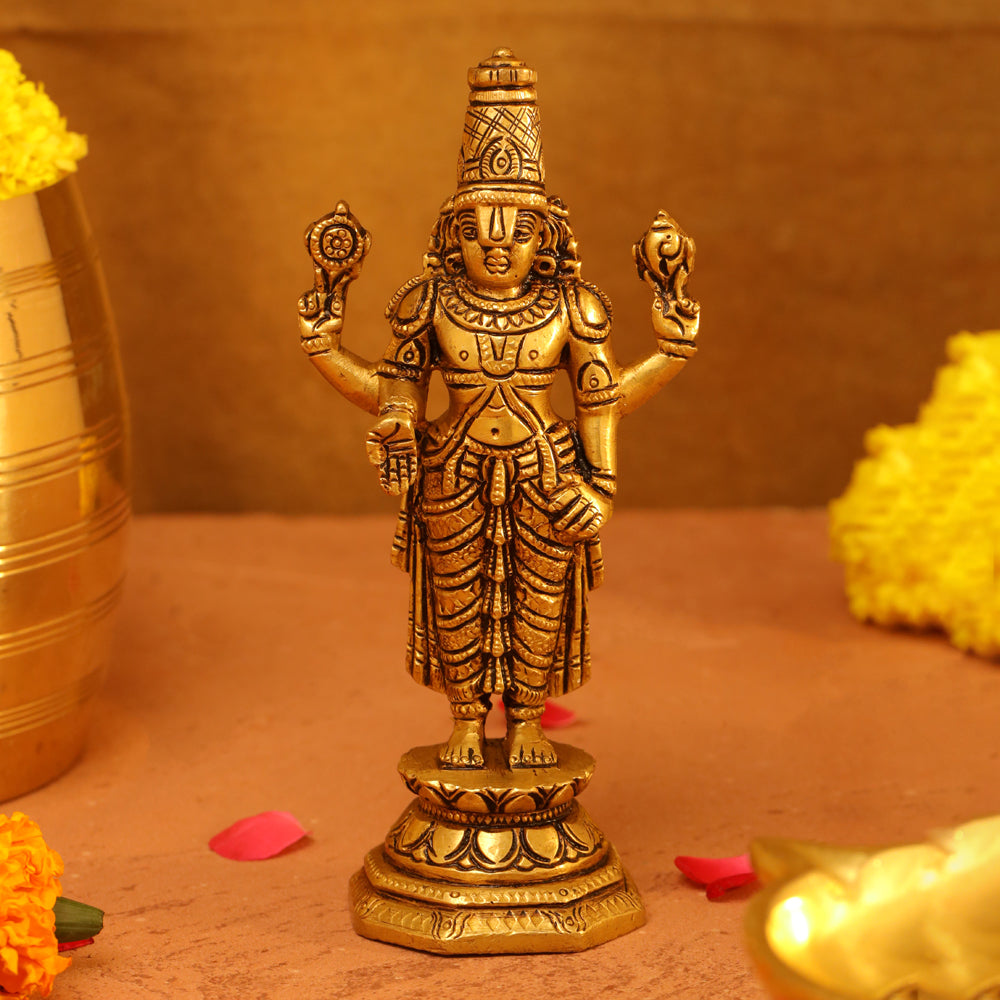Brass Superfine Tirupati Balaji/Venkateshwar Idol (6 Inch)