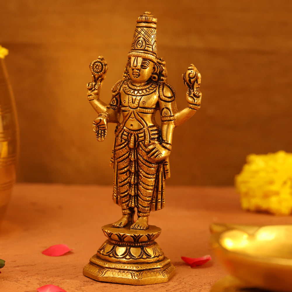 Brass Superfine Tirupati Balaji/Venkateshwar Idol (6 Inch)