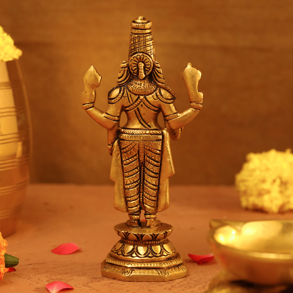 Brass Superfine Tirupati Balaji/Venkateshwar Idol (6 Inch)