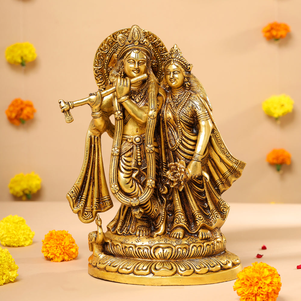 BRASS SUPERFINE RADHA KRISHNA STATUE (12.5")