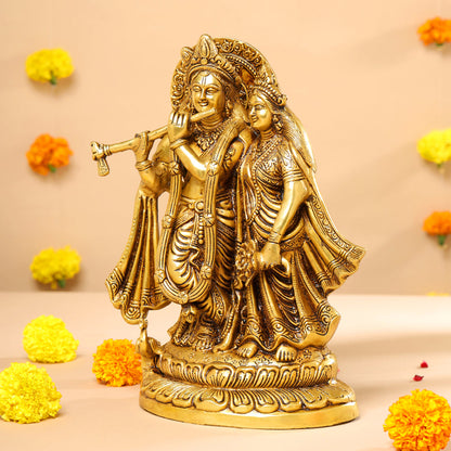 BRASS SUPERFINE RADHA KRISHNA STATUE (12.5")