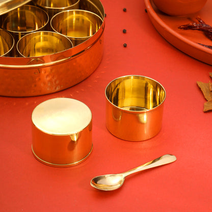 Brass Masala Daani/Spice Box (2.5 Inch)