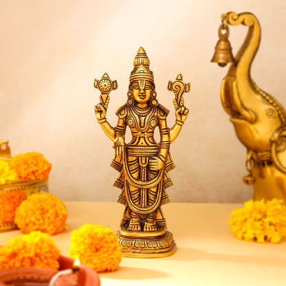 Brass Superfine Tirupati Balaji/Venkateshwar Idol (9 Inch)