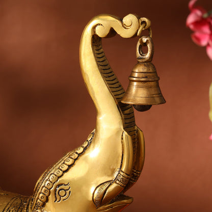 Brass Elephant Diya With Bell (10.5 Inch)
