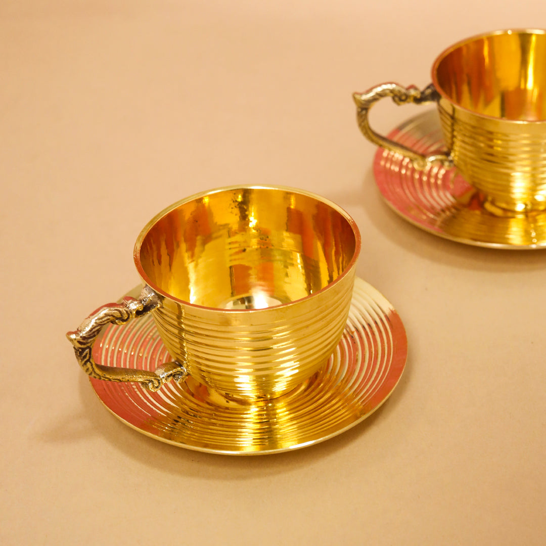 Brass Tea Cups With Saucer Set