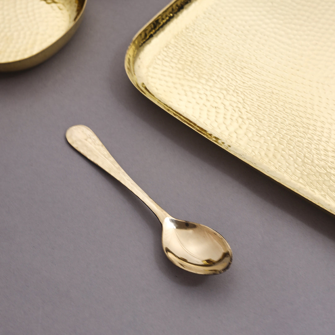 Brass Hammered Square Thali/Dinner Set (1.25 Kg)