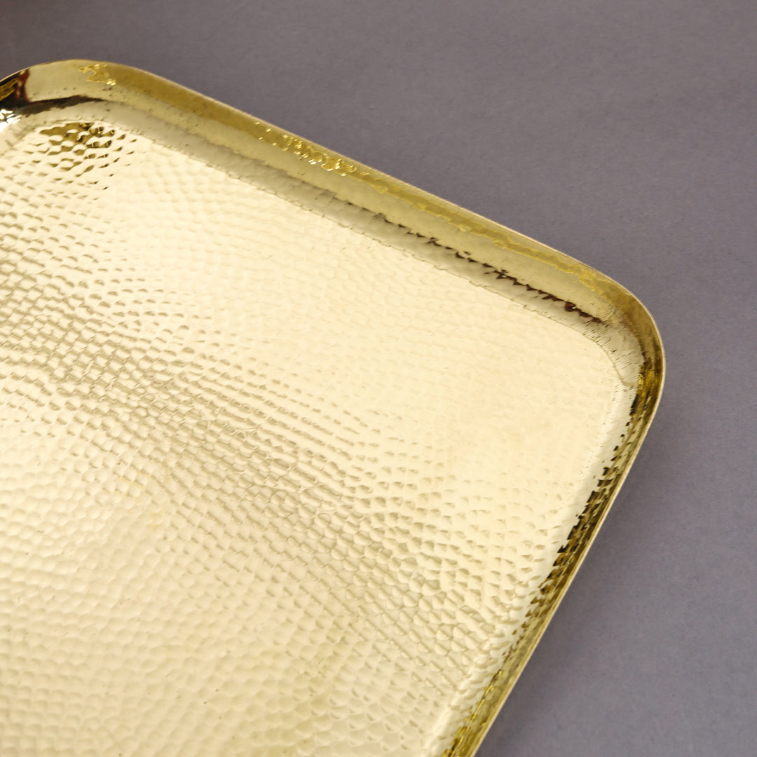 Brass Hammered Square Thali/Dinner Set (1.25 Kg)
