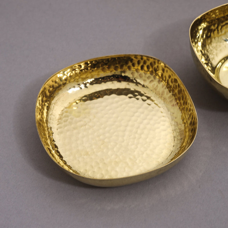 Brass Hammered Square Thali/Dinner Set (1.25 Kg)