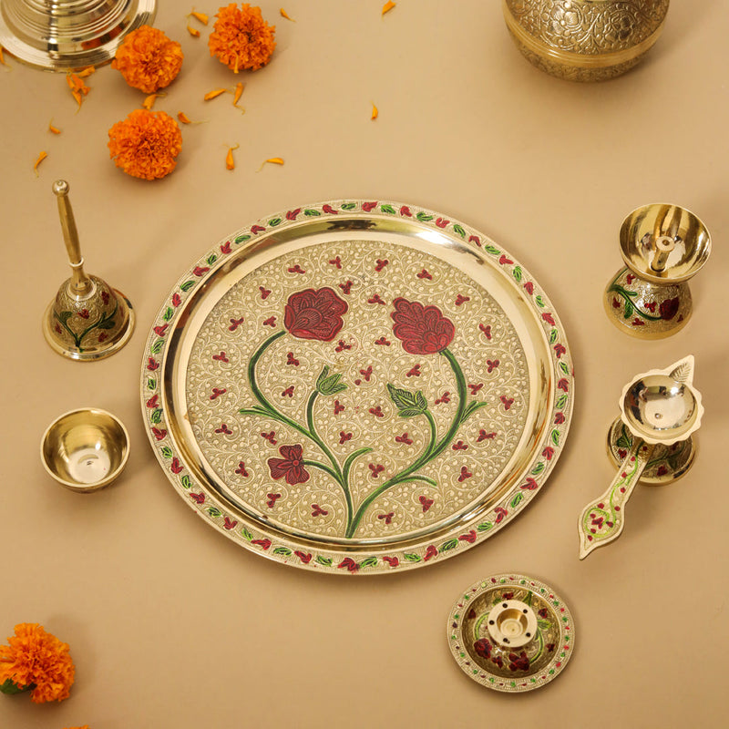 Brass Pooja Thali Set (1.2 Kg)