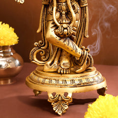 Brass Standing Krishna Idol With Tree (18.5 Inch)